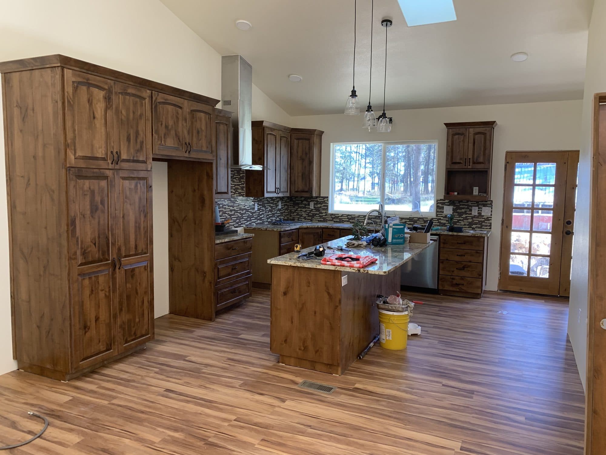 Finished kitchen remodel with skylight