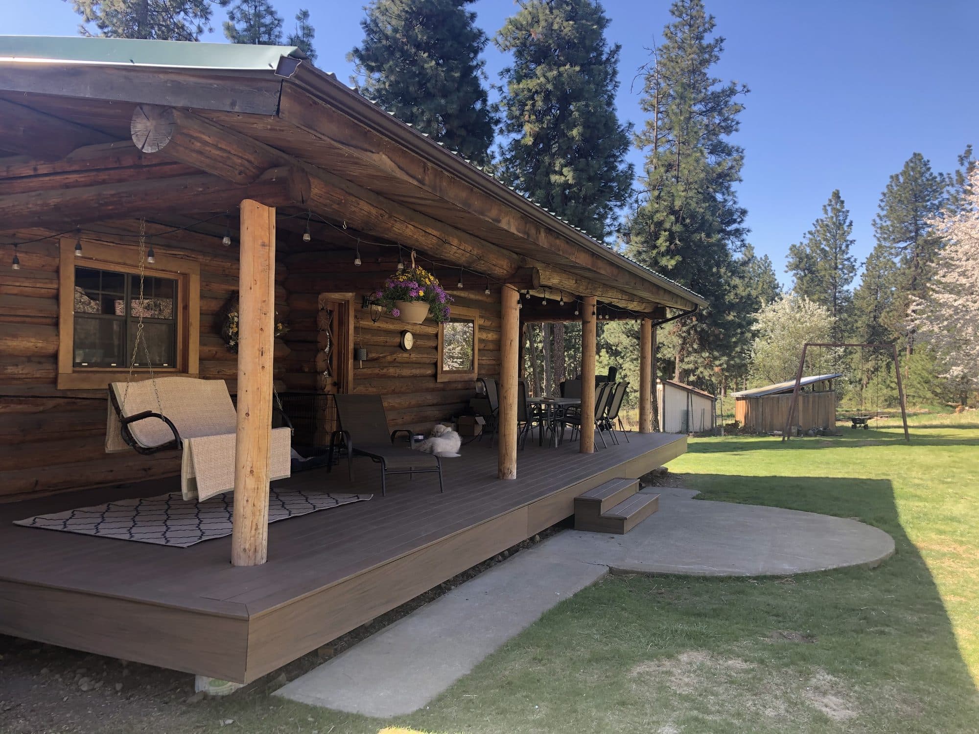 Covered deck with seating area