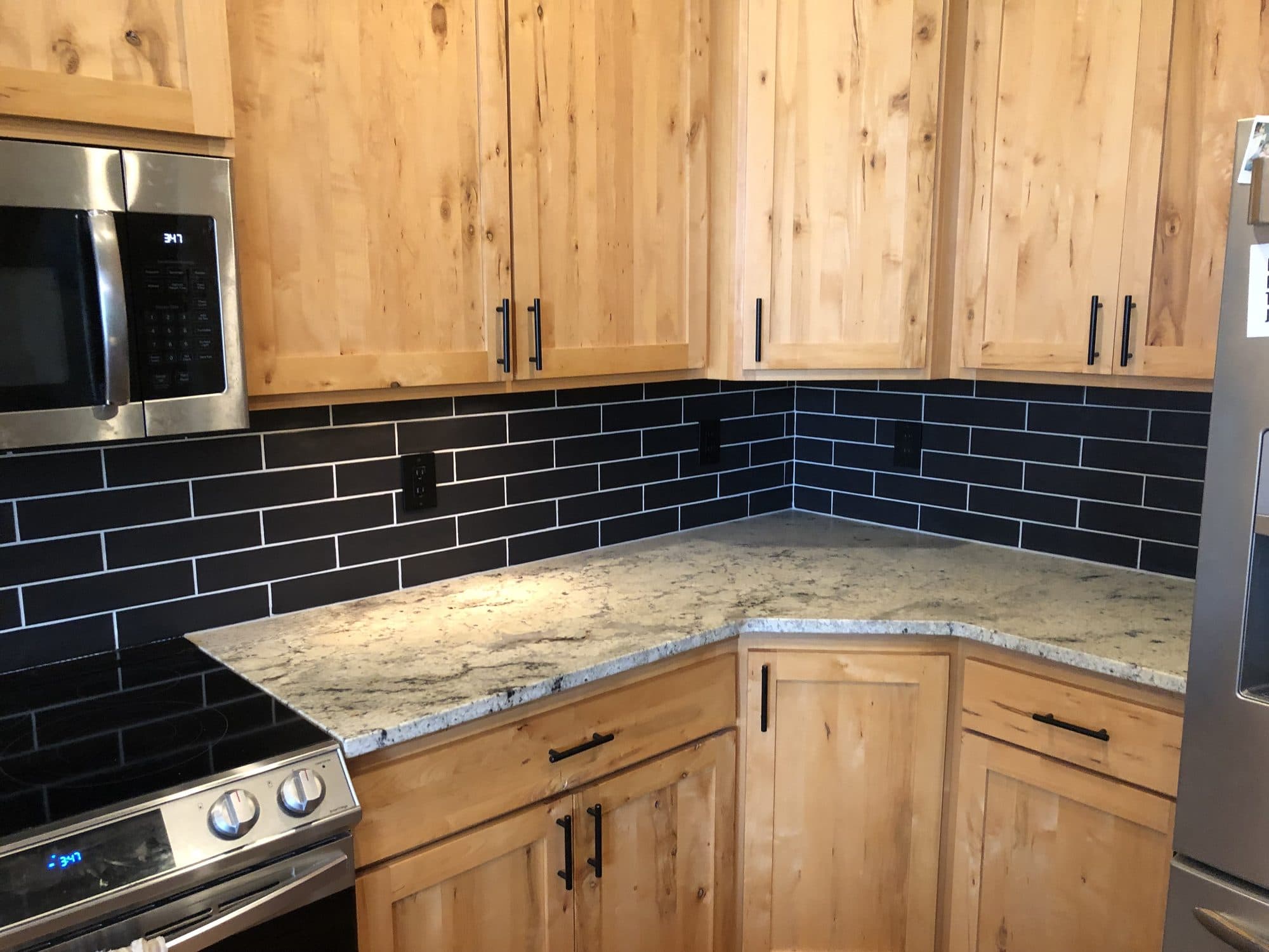 Kitchen remodel with tile backsplash