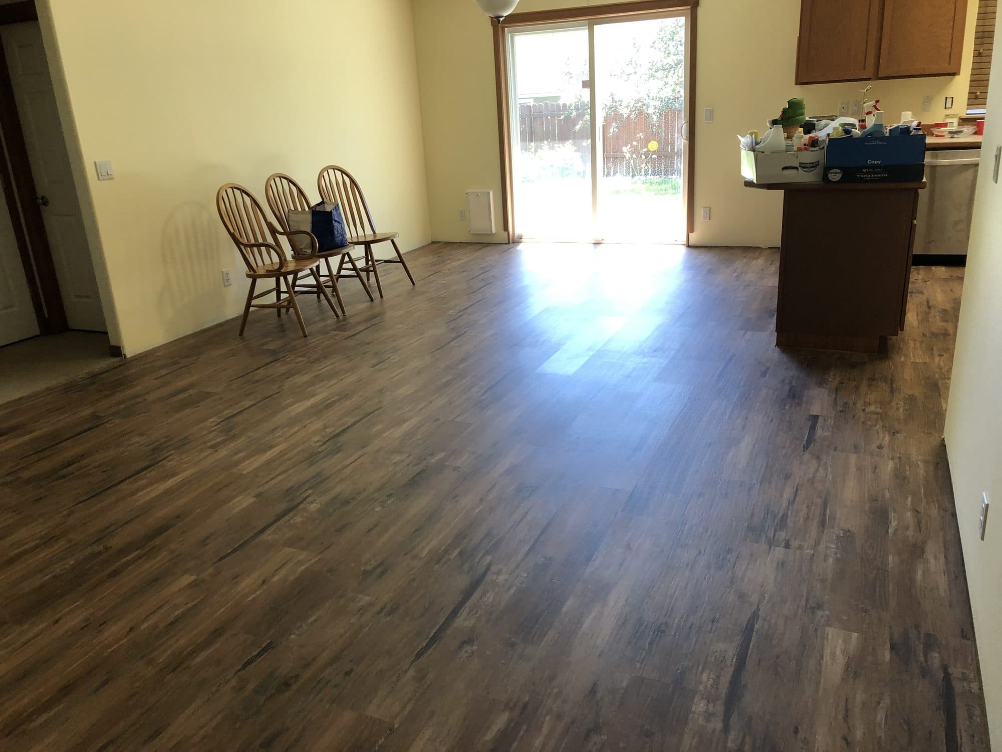Finished living space with new flooring